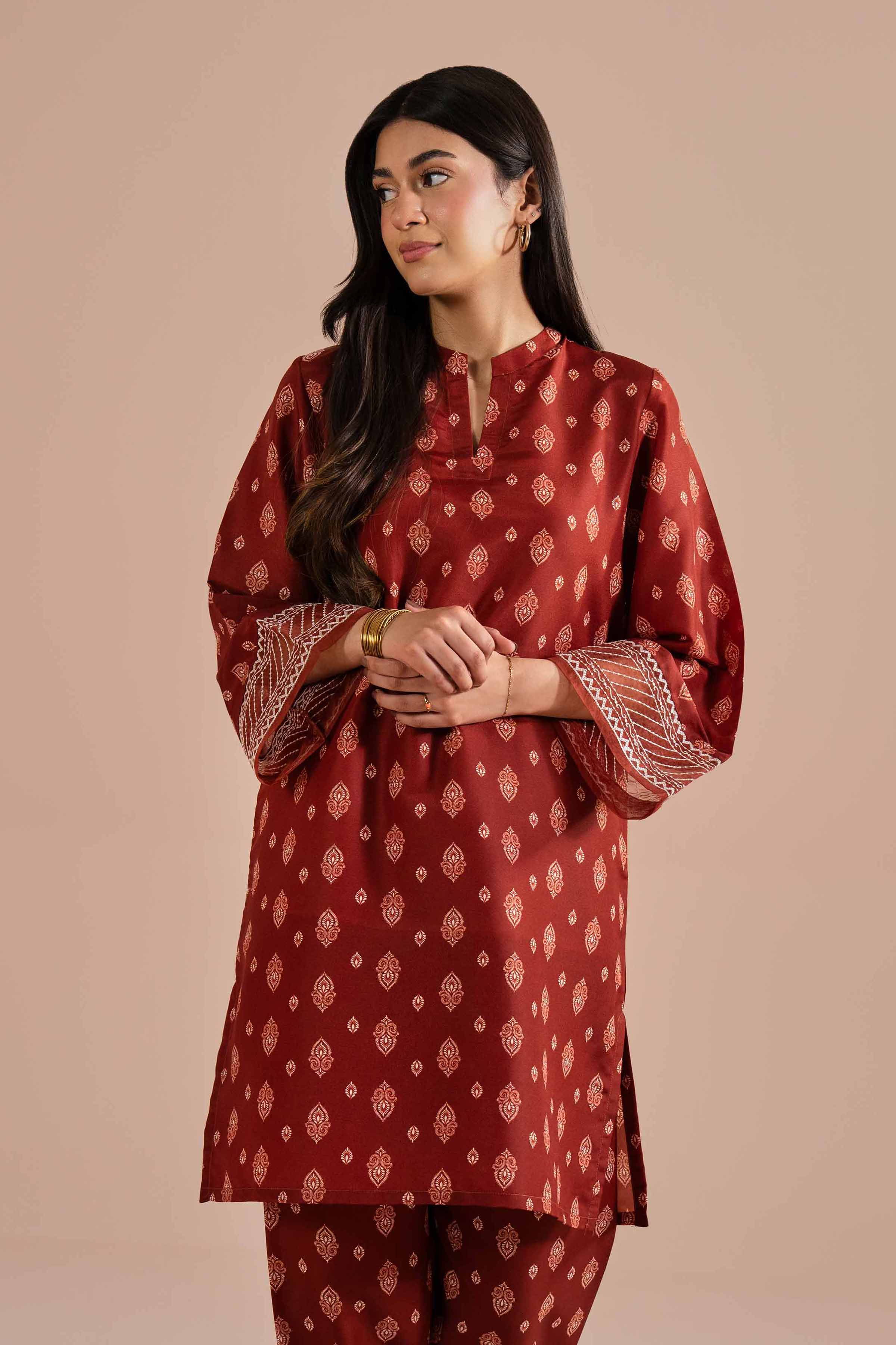 2 Piece - Printed Embroidered Suit - PE26-26 - Image 7