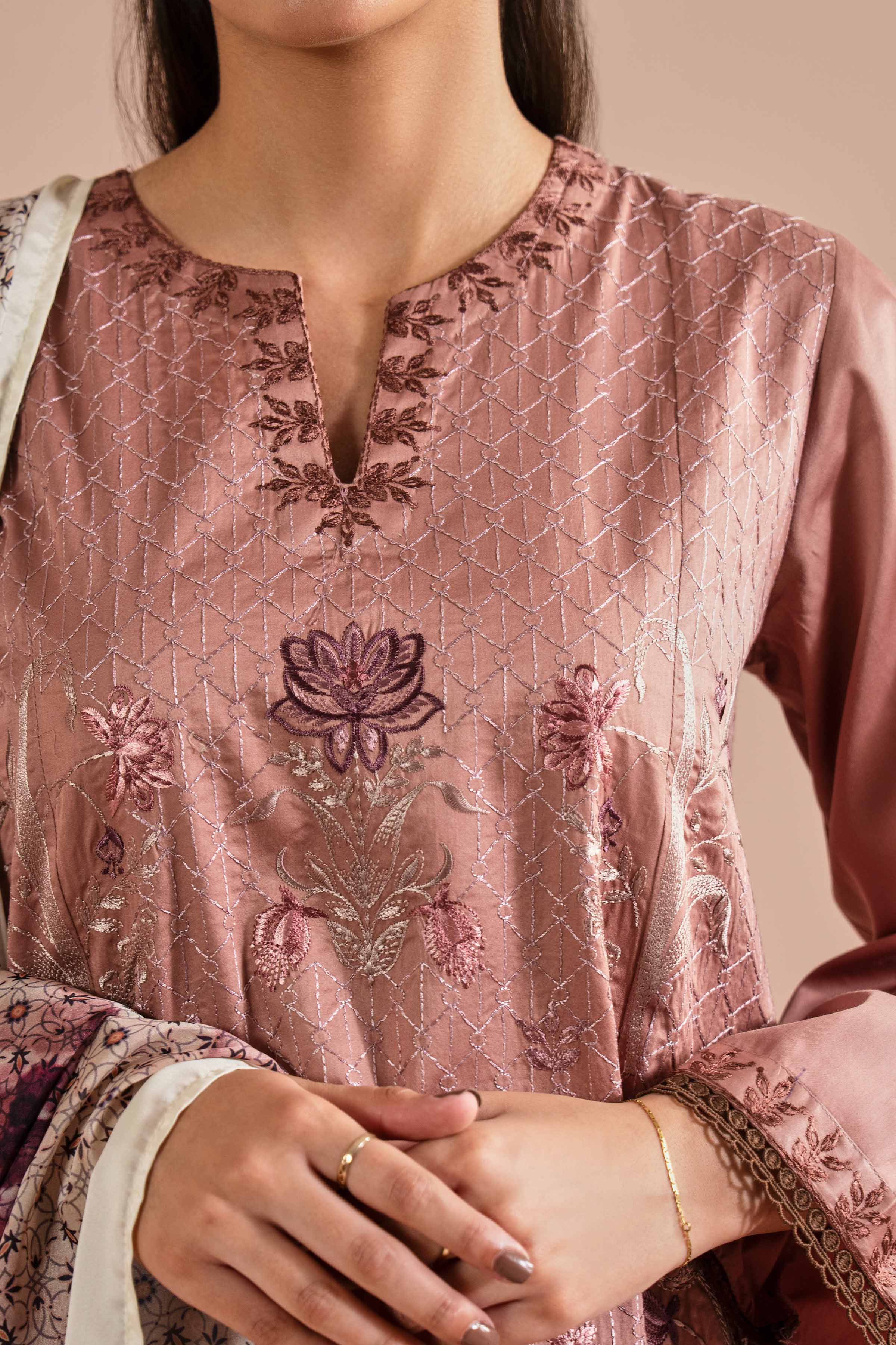 3 Piece - Embroidered Suit - PE26-61 - Image 8